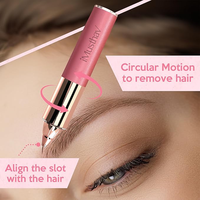 Eyebrow Hair Remover for Women | 18K Gold-Plated Head | 360° LED Light Portable Painless Epilator