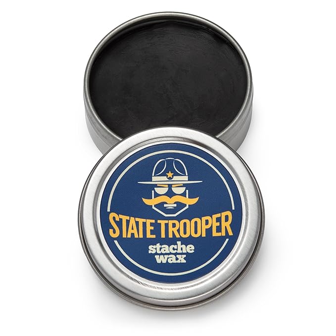 State Trooper Mustache Wax - Dark Black - Citrus - One Ounce Tin