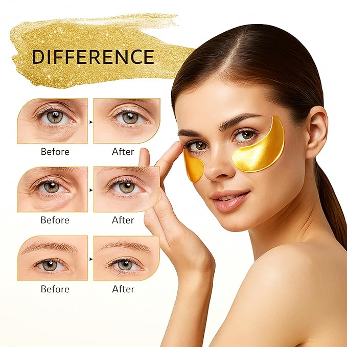 umma Gold Eye Mask – Collagen Under Eye Patches for Puffy Eyes, Dark Circles & Wrinkles – 20 Pairs (For Women & Men)
