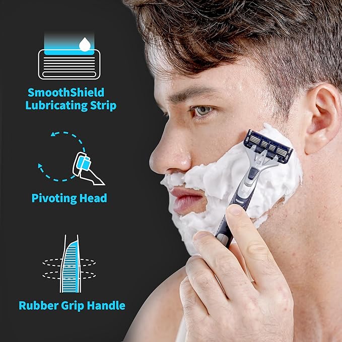 DORCO Pace Pro 4 Disposable Razors, 3 pack - Long Lasting 4 Blade Technology with a Precision Trimmer, Safety Guard Bar, Pivoting Head and Non-Slip Rubber Handle (3 Razors)