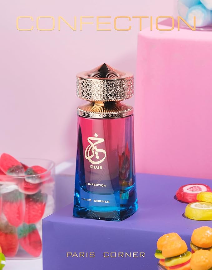 Paris Corner | Khair Confection EDP 3.4 Fl Oz | Sweet Candy Scent Perfume for Men & Women | Indulge in Luscious Pear, Whipped Cream, Jasmine & Vanilla Notes