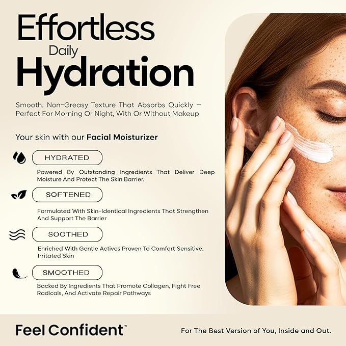 Facial Moisturizer-Plastic Surgeon Formulated for Men & Women, Lightweight, Hydrating, Non-Greasy Face Lotion Cream with Shea Butter, Hyaluronic Acid, Ceramides & Antioxidants 1.7 fl.oz