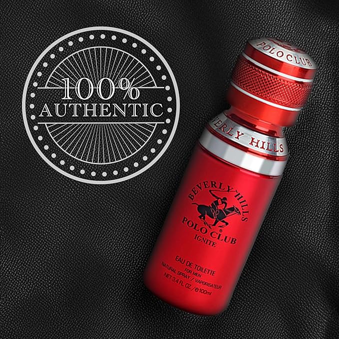 Beverly Hills Polo Club IGNITE - Cologne for Men with Notes of Vanilla, Cacao, Patchouli & Orchid - Sweet Floral Sexy Fragrance Scent - Eau De Toilette Spray 3.40fl.oz / 100ml