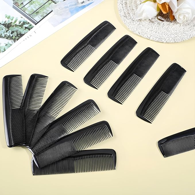 300 Pack Bulk Combs - 5 Inch Thickened Black Plastic Combs, Fine and Wide Tooth Small Hair Comb for Homeless, Women, Men, Travel, Hotel, Nursing Home, Charity