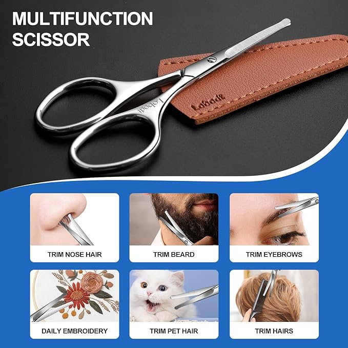 4.1inch round-headed stainless steel small scissors, suitable for trimming facial hair, nose hair, eyebrows, eyelashes, beards, personal care and salon beauty salons (silver)