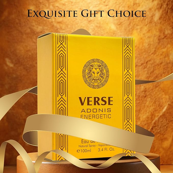 Verse Adonis Energetic for Men - Long-Lasting Fresh Fragrance, Bold & Invigorating Scent, Perfect for Day & Night Wear, Energizing & Powerful Aroma, 3.4 Fl Oz (100ml) Eau de Parfum Bottle Spray Par