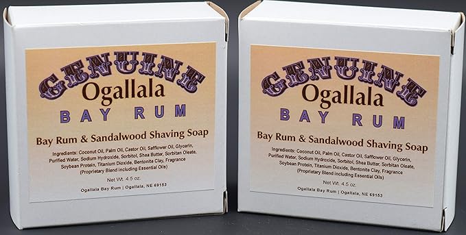 Two (2) Genuine Ogallala Bay Rum & Sandalwood Shaving Soap