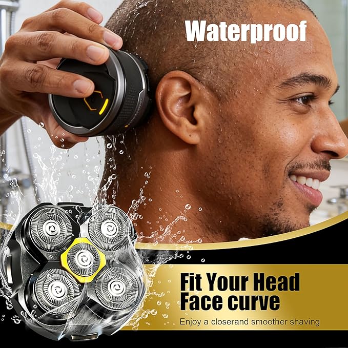 5 Head Shaver Replacement Head for MicroTouch Titanium Shaver for Bald Men Head and Face Wet/Dry Shaving (Black(2count))