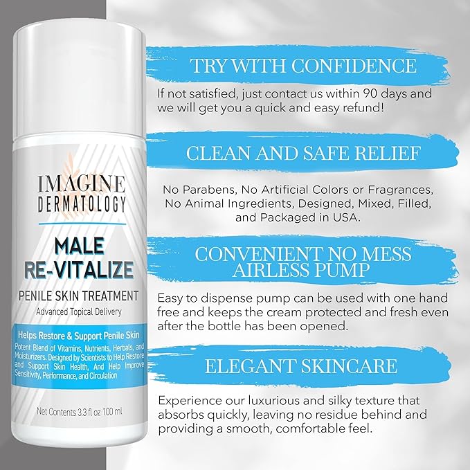 Original Male Re-Vitalize Penile Health Relief Cream Soothe Protect Irritated Chaffed Skin TSA Compliant Size (3.3fl oz/ 100ml)