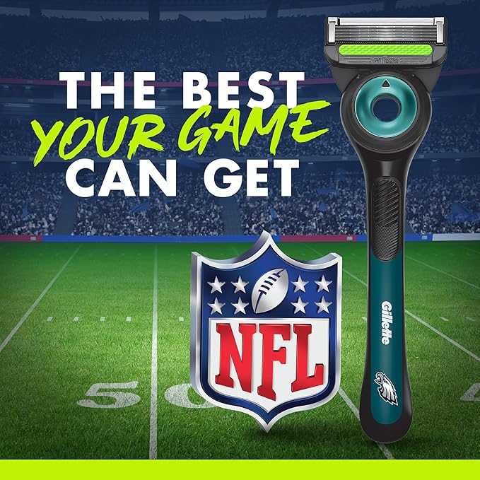 Gillette Labs Special NFL Eagles Edition Shaving Razor for Men - 1 Handle, 4 Razor Blade Refills & Magnetic Stand, Holiday Gifts for Men, GilletteLabs with Exfoliating Bar