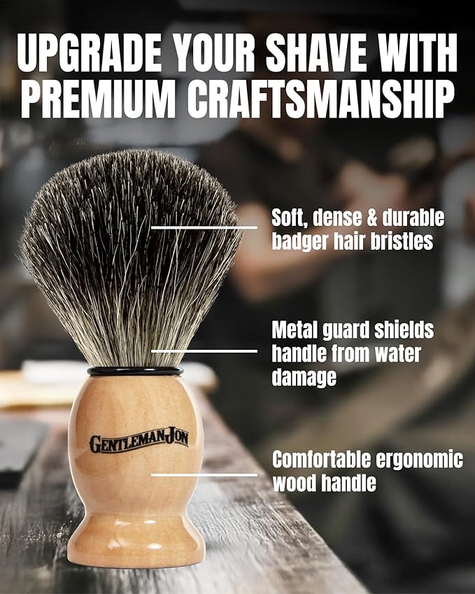 Gentleman Jon Deluxe Vintage Shaving Kit for Men - Men's Shaving Set Gifts, Compact Design, Includes Safety Razor and Brush Stand, Brush, Potassium Alum Block, Soap, Stainless Bowl, Stand & Dopp Kit