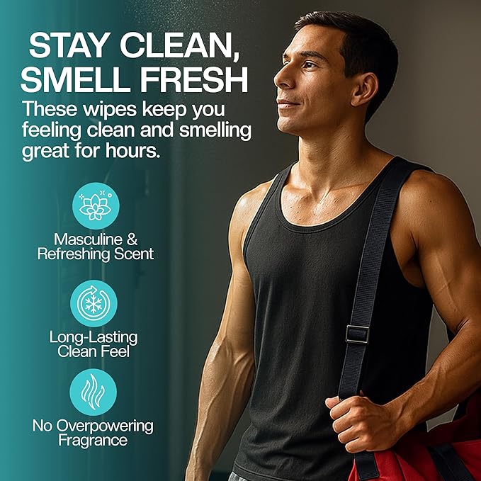 The Nobleman Men's Cooling Face + Body Cleansing Wipes, Eucalyptus - 30 Count