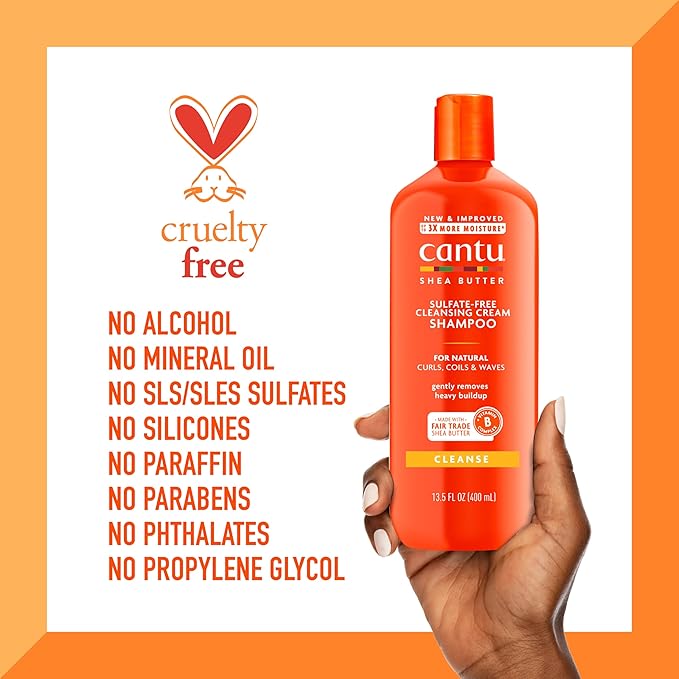 Cantu Sulfate-Free Cleansing Cream Shampoo with Shea Butter for Natural Hair, 13.5 oz