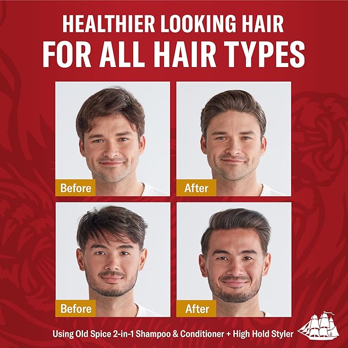 Old Spice Bearglove 2-in-1 Shampoo & Conditioner for Men, Healthier, Fuller, More Moisturized Looking Hair, 13.5 Fl Oz Each (Pack of 6)