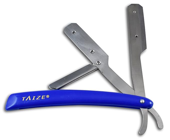 TAIZE - Straight Edge Razor - Professional Barber - Japanese Stainless Steel - Blue - 5''