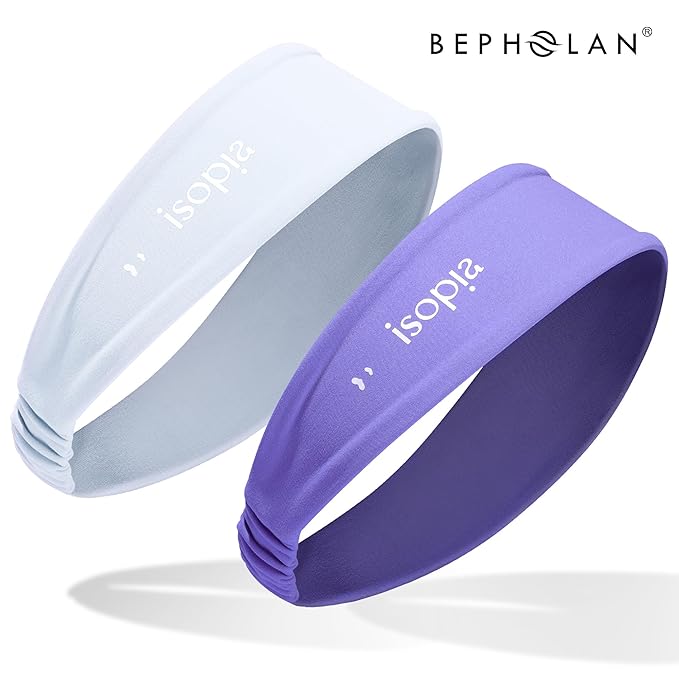 BEPHOLAN Eyelash extension isolation headband, gray headband Sport Headbands for Women, Elastic Soft Fabric Non-Slip Hair Bands Hair Warp for Daily Workout Yoga Running Sports