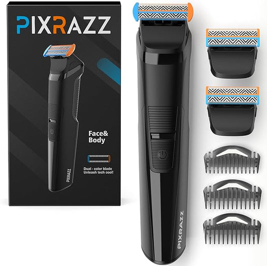 Beard & Body Trimmer for Men – Painless Ball Shaver, Groin Trimmer for Pubic Hair, Body and Sensitive Skin – USB-C Cordless Electric Razor with 2 Replacement Blades, 3 Guide Combs