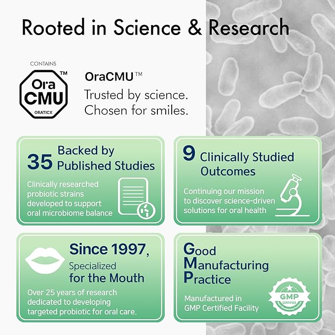 OraTicx Oral Probiotics Green Breath, Freshen Bad Breath, Dental Probiotic Supplement for Oral Health, 8 Billion CFU, Mint Flavor 30 Lozenges 2-Pack