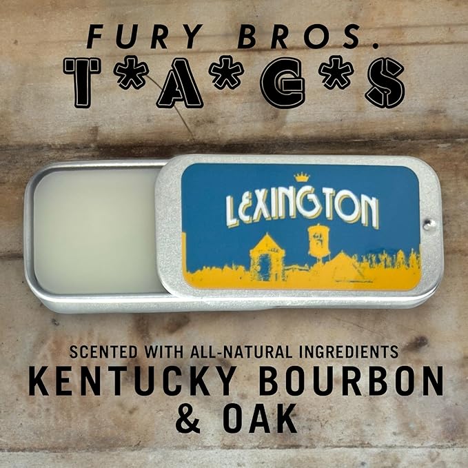 FURY BROS. TAGS Men’s Solid Cologne | Lexington | Kentucky Bourbon & Oak | Beeswax Grapeseed Oil Fragrance | Made in USA | Travel Size .25 oz