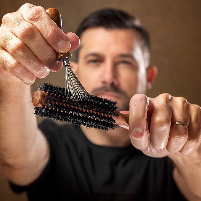 ZilberHaar Brush Cleaner - Beard and Hair Brush Cleaner Tool - Hand-Made Natural Hairbrush Cleaner Tool - 4.3 Inches Long and 1.9 Inches Wide at Rake End