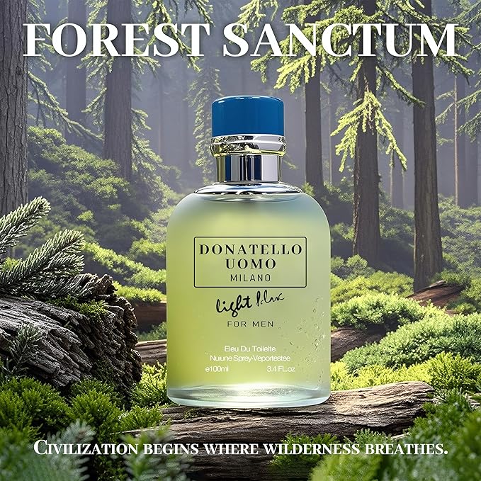 Men’s Cologne Donatello UOMO Light Blue with Citruses,Bergamot,Neroli,Lavender and Sage Eau De Toilette Spray,Long-Lasting Scent Perfume for Men Great Holiday Gift, 3.4 Fl Oz/100 Ml