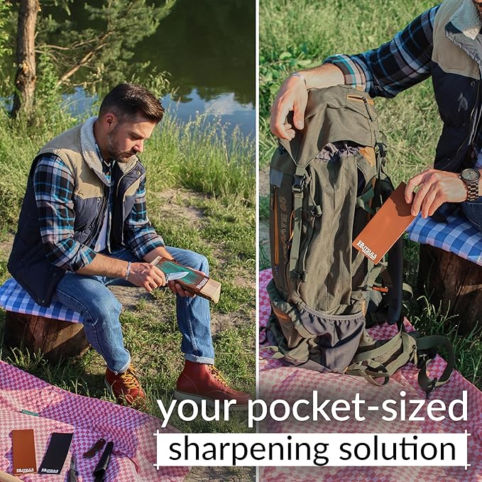 Hutsuls Knife Stropping Leather for Sharpening - Get Razor-Sharp Edges with Leather Strop for Knife Sharpening Easy to Use Leather Sharpening Strop with Green & White Strop Compound Step-by-Step Guide