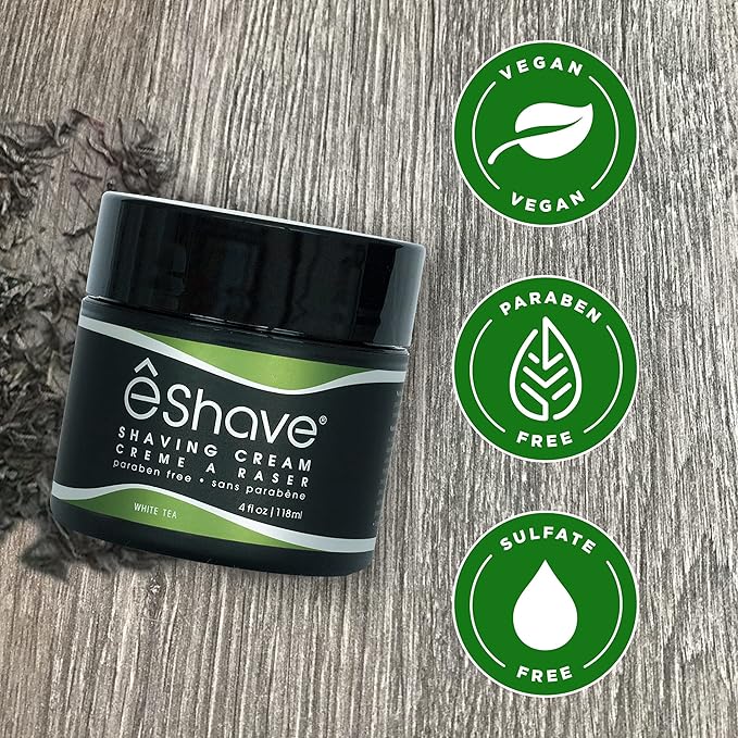 eShave Shaving Cream for Men, White Tea, prevents shaving irritation and razor burn, generates a rich lather for a soft, silky, Smoothest Shave