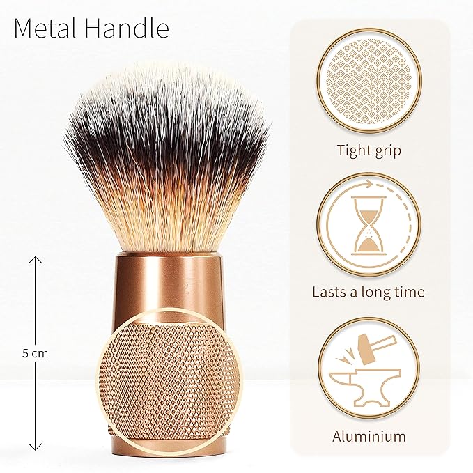 Bambaw - Synthetic Shaving Brush Rose Gold | Vegan Shaving Brush | Razor Bumps Treatment for Women | Shaving Brush in Metal for Ingrown Hair and Razor Burn Treatment| Pre Shave Exfoliator for Women