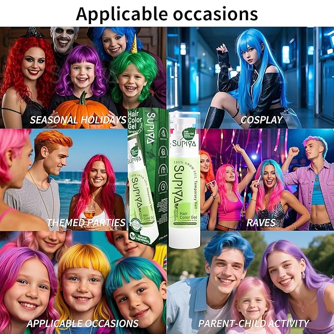 Temporary Hair Styling Color Serum, Green Blue Purple Red Hair Dye Color Gel Washable Natural Instant Hair Color Wax for DIY Hairstyle for Kids Men Women(Red#95)