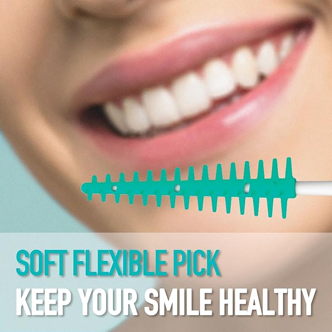 Dr. Emma Dental Picks Wide Space Mint Soft Rubberized Tooth Picks Floss Pick Easy to Use Brush Picks for Teeth Cleaning and Gum Health 100Ct/Pack, 4 Pack(400Ct)
