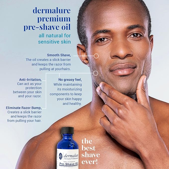 Pre-Shave Oil with LEMON ESSENTIAL OIL, 100% All Natural Oil for Sensitive Skin, Premium Quality for Anti-Irritation & Effortless Smooth Irritation-free. Ultra Gliding Shaving Oil (2.0 fl. oz / 60)