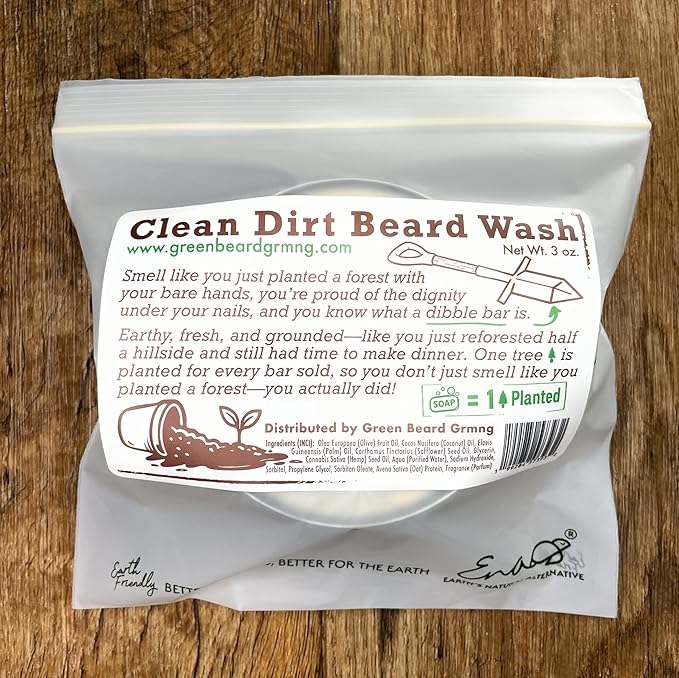 Natural Beard Wash Bar for Men – Solid Shampoo with Olive Oil & Hempseed Oil – Cleans, Softens, and Moisturizes – Beard & Mustache Wash Bar 3 Ounce (Pack of 1), Clean Dirt