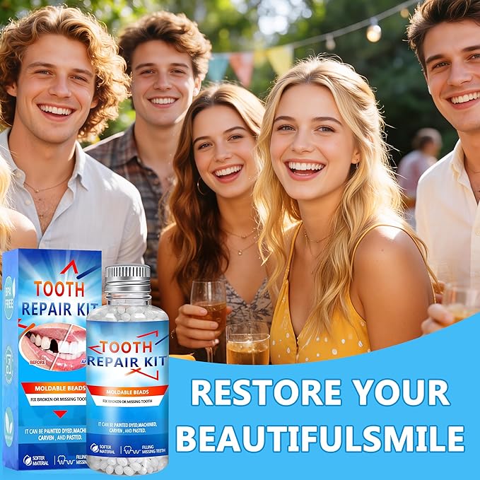 Tooth Repair Kit, Moldable False Teeth Beads, DIY Temporary Tooth Replacement Kit, Suitable for Missing, Broken and Chipped, Tooth Repair Beads Make You Smile Confidently-1PC