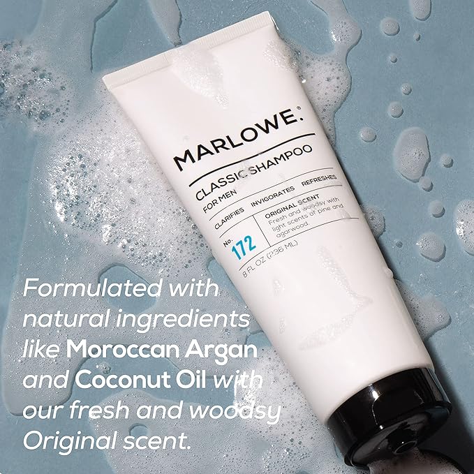 MARLOWE. Men's Shampoo and Conditioner Set, No. 172 Shampoo 8 oz & No. 173 Conditioner 6 oz, Moisturizing Argan & Coconut, Fresh Woodsy Scent, All Hair Types