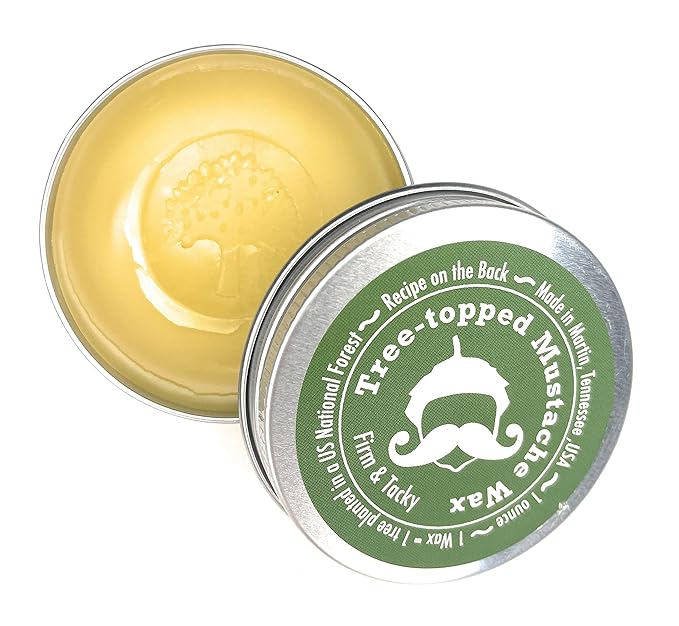 Tree-Topped Mustache Wax for Men – Firm & Tacky Hold with Natural Beeswax & Hempseed Oil – Styles, Shapes & Controls 1 Ounce (Pack of 1)
