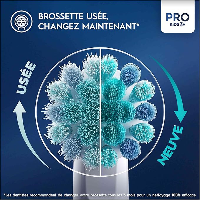 Oral-B Pro Kids Electric Toothbrush Head, with Disney Frozen Characters, Extra Soft Bristles, for Ages 3+, Pack of 4 Toothbrush Heads, White