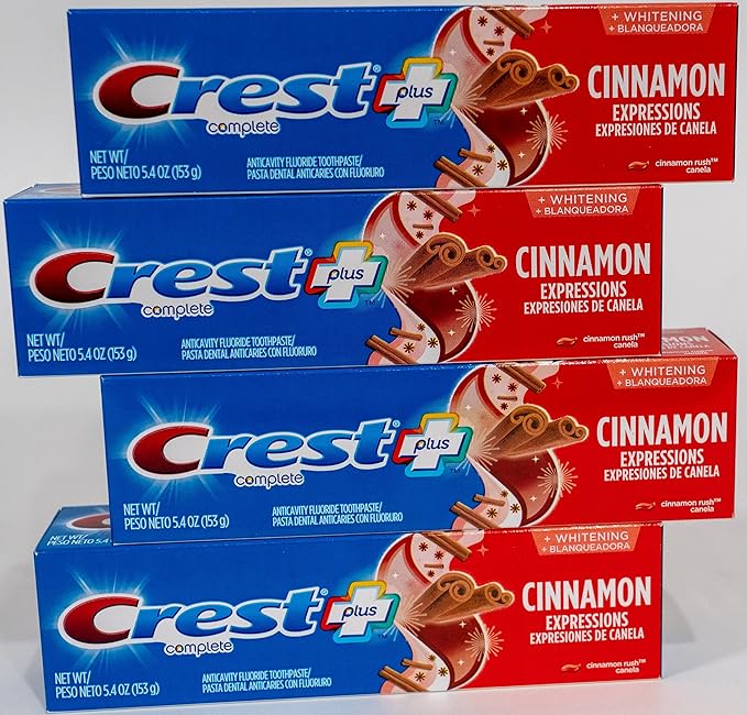 Crest Plus Complete + Whitening Cinnamon Rush Expressions 5.4 oz (4 Pack) 5.4 Ounce (Pack of 4)