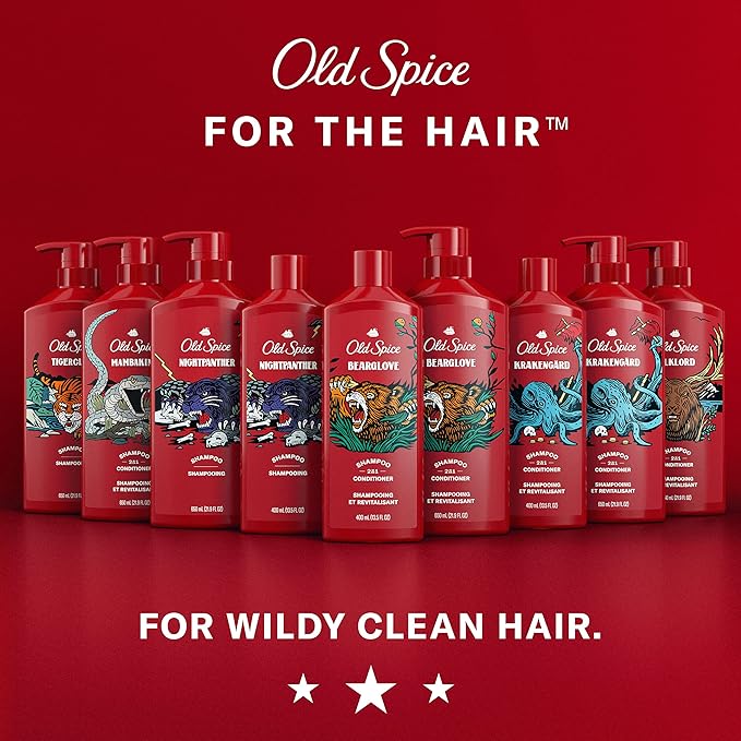 Old Spice Krakengard 2-in-1 Shampoo & Conditioner for Men, Healthier, Fuller, More Moisturized Looking Hair, 13.5 Fl Oz Each (Pack of 6)
