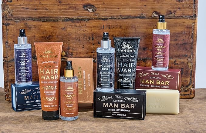 San Francisco Soap Company MAN BAR Cologne Mist Spiced Tobacco - Long Lasting - Created with the Man in Mind - 6 fl oz