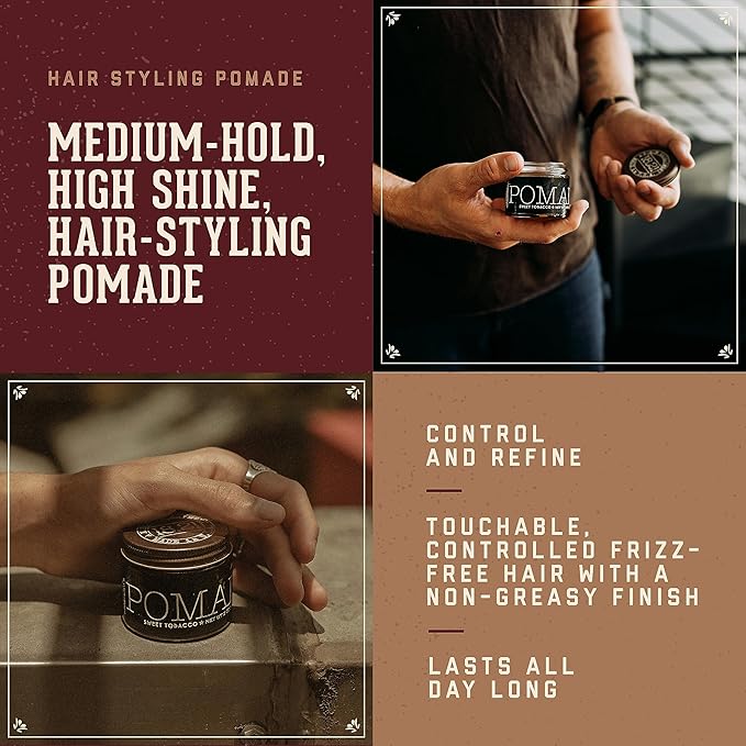 18.21 Man Made Hair Styling Product, 2oz. Original Sweet Tobacco Scent in Pomade with High Shine Finish