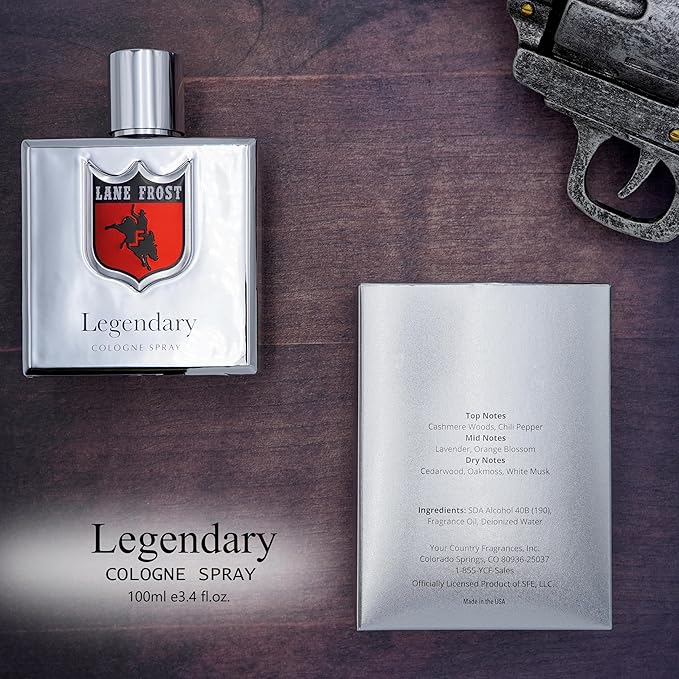 Lane Frost Legendary Chrome Cologne for Men - Bold Western Fragrance with Modern Edge - Spiced Woodsy Masculine Scent with Chili Pepper and Cedarwood - Long Lasting Manly Cologne Spray