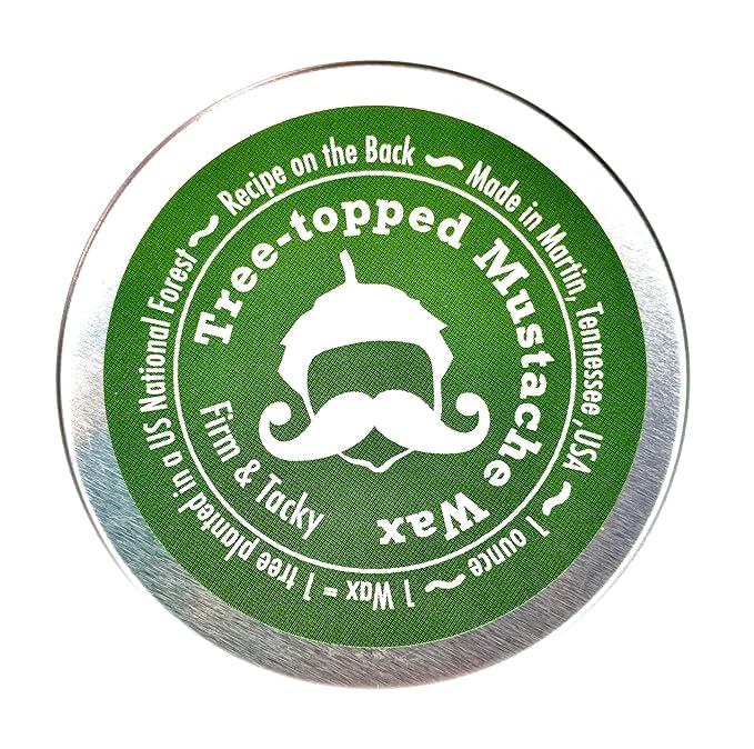 Tree-Topped Mustache Wax for Men – Firm & Tacky Hold with Natural Beeswax & Hempseed Oil – Styles, Shapes & Controls 1 Ounce (Pack of 1)