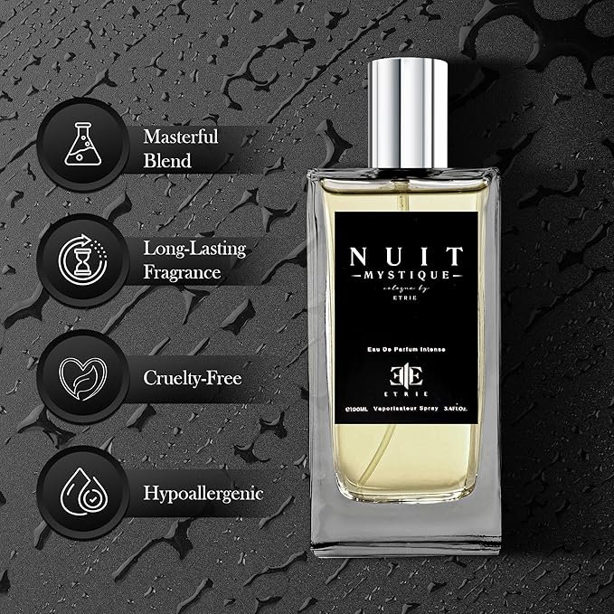 Nuit Mystique Men's Cologne Eau De Parfum 3.4 Fl Oz - Captivating Midnight Mystery & Sophisticated Scent - Long-Lasting Fragrance for Men - Ideal Gift for Him