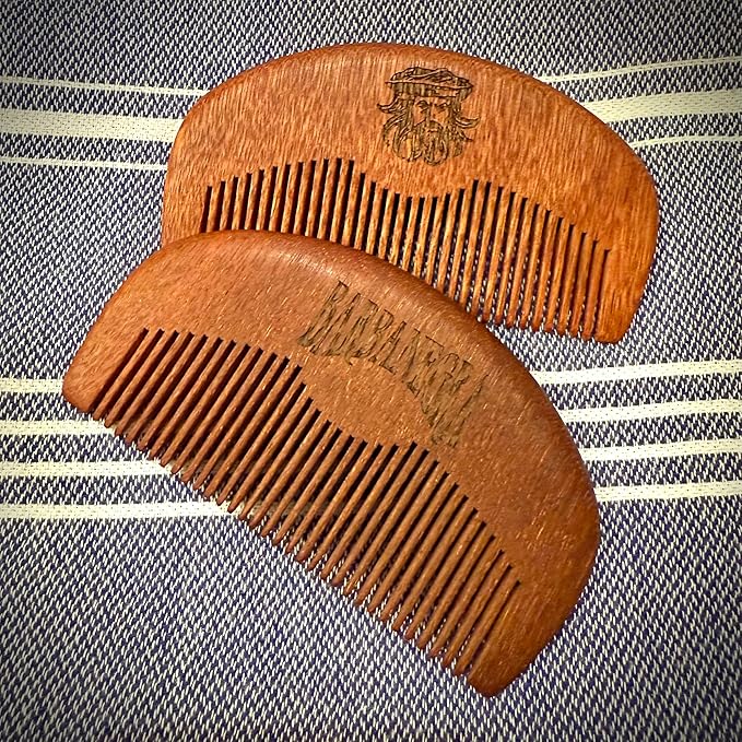 Barbanegra Beard and Mustache Wood Comb, Perfect for Balms and Oils, Anti-Static, Pocket Size for all types of Beards.