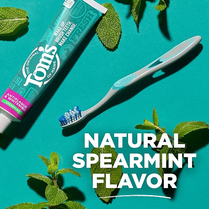 Tom’s of Maine Antiplaque and Whitening Fluoride Free Toothpaste, Spearmint 3-Pack