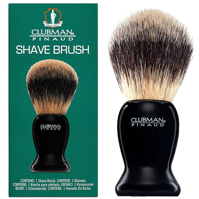Clubman Pinaud Shave Brush – Classic Shaving Brush for Men, Soft Bristles, Ideal for Lathering Shaving Soap, Black Handle, 1 Pack