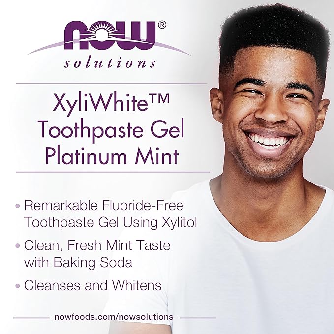 NOW Solutions, Xyliwhite™ Toothpaste Gel, Platinum Mint, Cleanses and Whitens, Fresh Taste, 6.4-Ounce