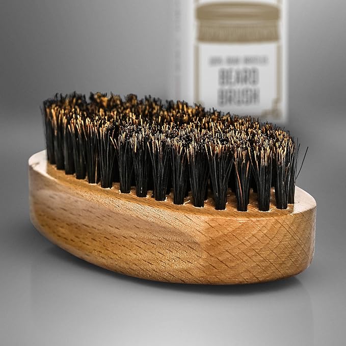 BRV MEN Beard Brush | Firm Boar Bristles | First-Cut Boar Hair Bristles | The Ideal Gift For Men (Beechwood)