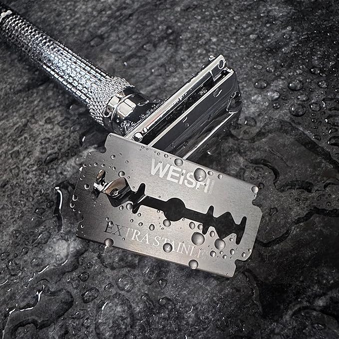 WEISHI 100PCS Single Edge Razor Blades- Double Edge Safety Razor Extra Stainless Blades -Men's Safety for Shaving