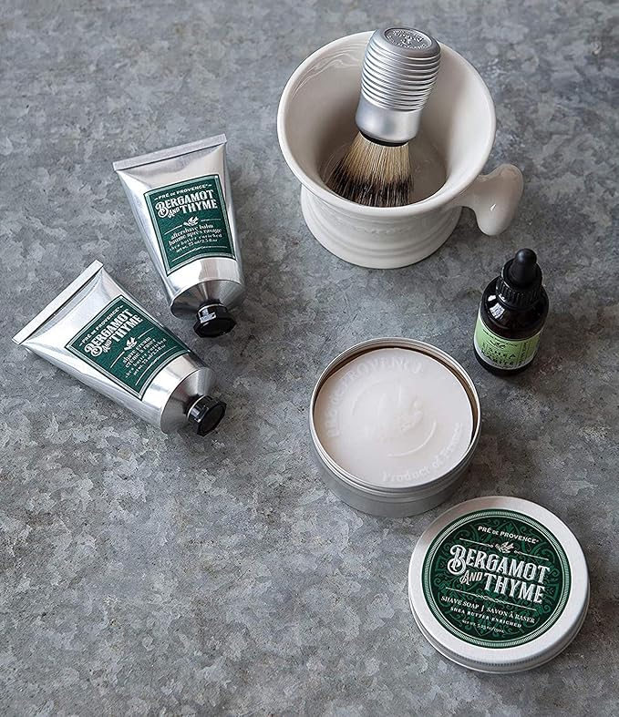 Pre de Provence Bergamot & Thyme Men's Fragrance Collection, Shave Soap in Tin, 150 G